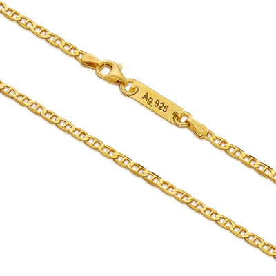 CURB CHAIN 925 SILVER 18 CARAT GOLD PLATED 2,80MM