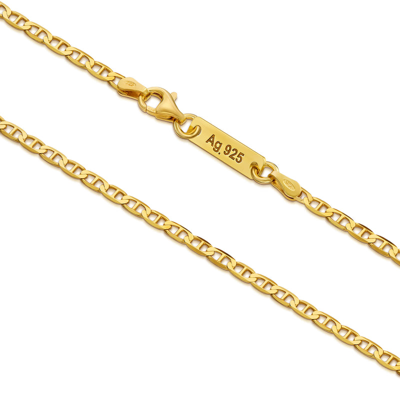 CURB CHAIN 925 SILVER 18 CARAT GOLD PLATED 2,80MM