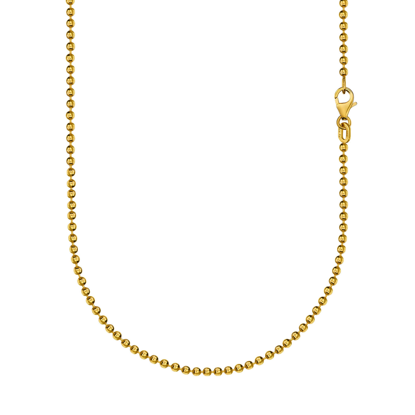 BALL CHAIN 925 SILVER 18 CARAT GOLD PLATED 2,00MM