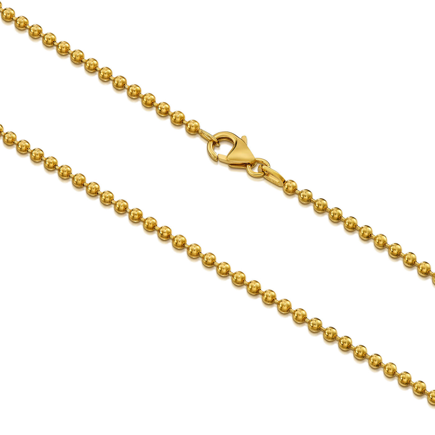 BALL CHAIN 925 SILVER 18 CARAT GOLD PLATED 2,00MM