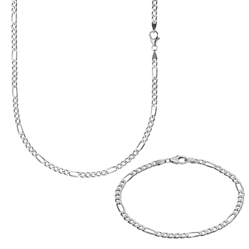 FIGARO NECKLACE SET 925 SILVER RHODIUM PLATED 3,40MM