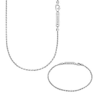 CORD NECKLACE SET 925 SILVER RHODIUM PLATED 2,00MM