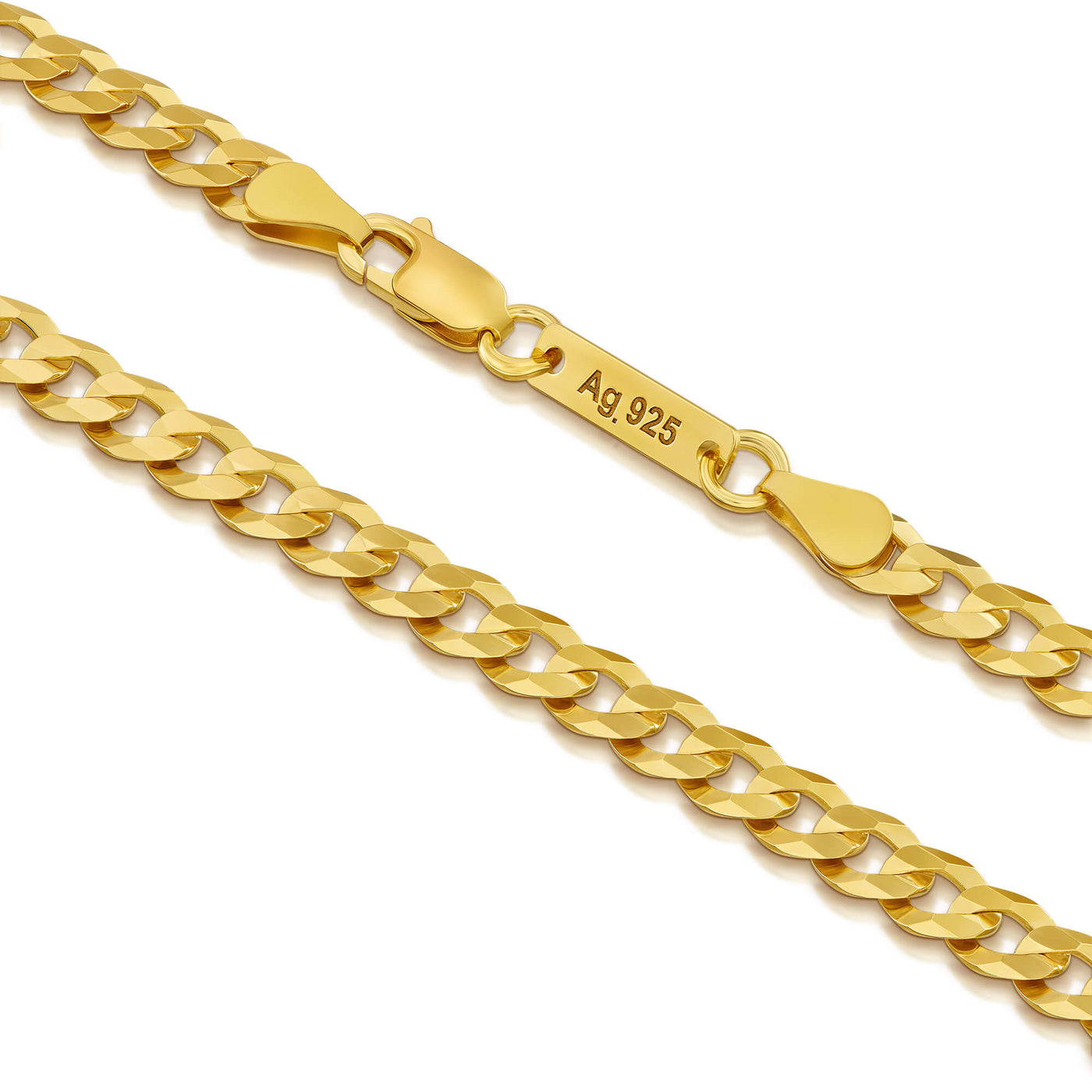 CURB CHAIN BRACELET 5.00MM 925 SILVER 18 CARAT GOLD PLATED