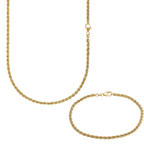 CORD NECKLACE SET 925 SILVER 18 CARAT GOLD PLATED 3,20MM