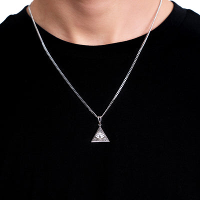 ILLUMINATI EYE NECKLACE 925 SILVER RHODIUM PLATED