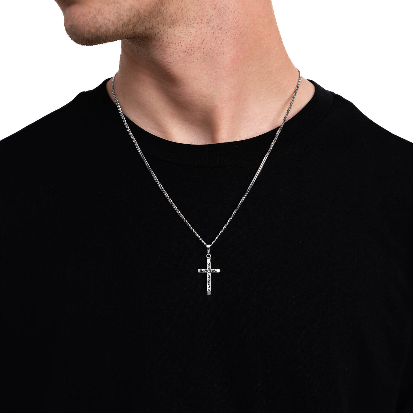 CROSS NECKLACE 925 SILVER RHODIUM PLATED