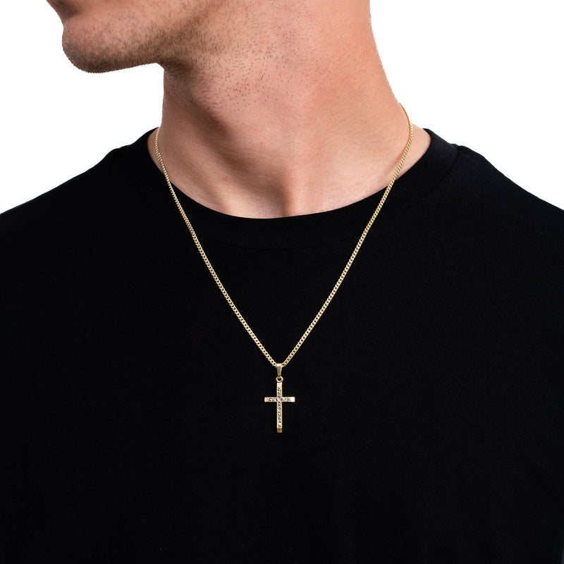 CROSS NECKLACE 925 SILVER 18 CARAT GOLD PLATED