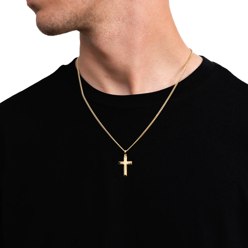 CROSS NECKLACE 925 SILVER 18 CARAT GOLD PLATED