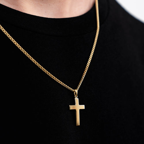 CROSS NECKLACE 925 SILVER 18 CARAT GOLD PLATED