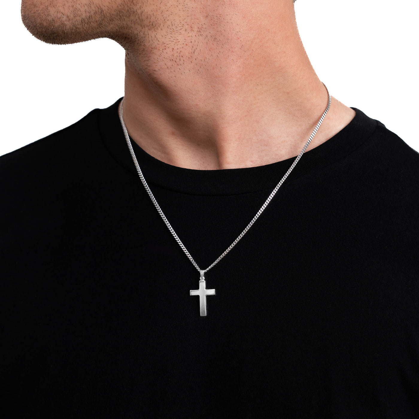 CROSS NECKLACE 925 SILVER RHODIUM PLATED