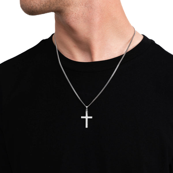 CROSS NECKLACE 925 SILVER RHODIUM PLATED - IDENTIM®
