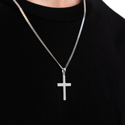 CROSS NECKLACE 925 SILVER RHODIUM PLATED