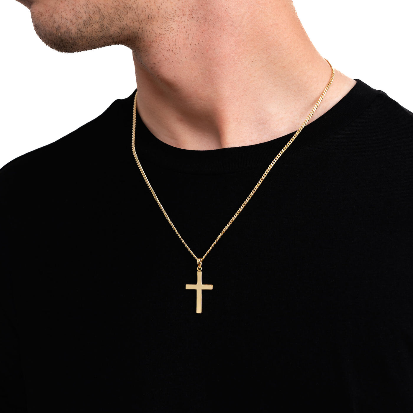 CROSS NECKLACE 925 SILVER 18 CARAT GOLD PLATED