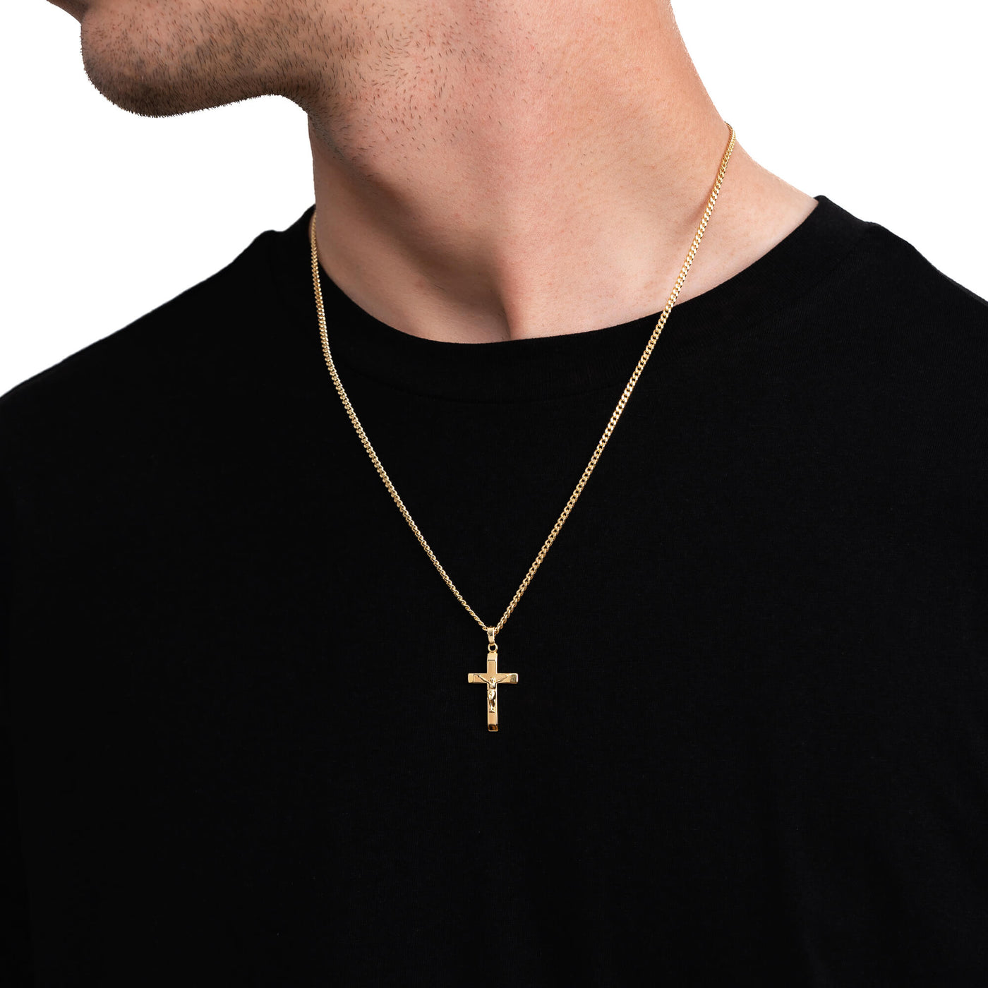 CROSS BODY NECKLACE 925 SILVER 18 CARAT GOLD PLATED