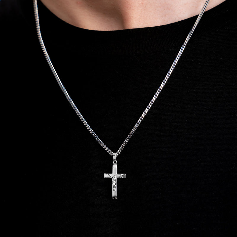 CROSS BODY NECKLACE 925 SILVER RHODIUM PLATED