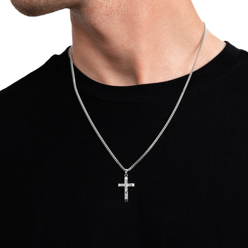 CROSS BODY NECKLACE 925 SILVER RHODIUM PLATED