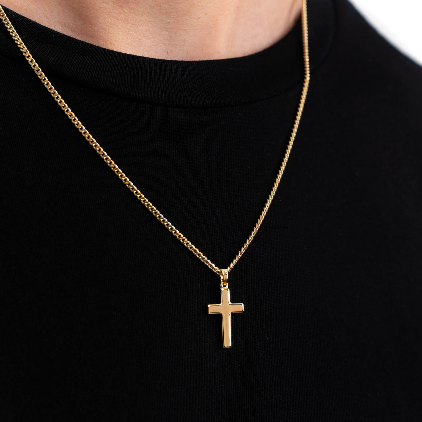 CROSS NECKLACE POLISHED 925 SILVER 18 CARAT GOLD PLATED