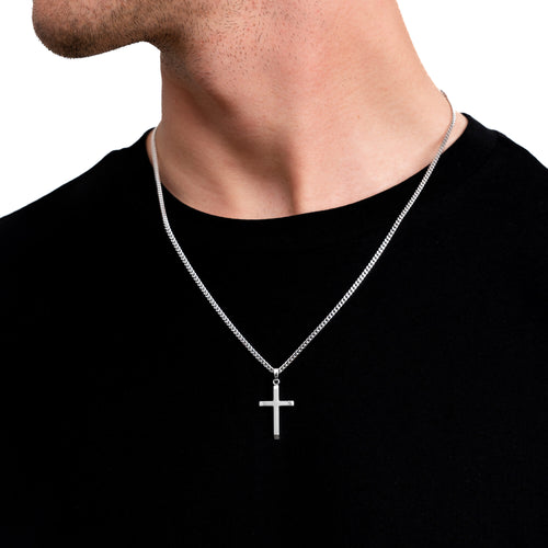 CROSS NECKLACE 925 SILVER RHODIUM PLATED