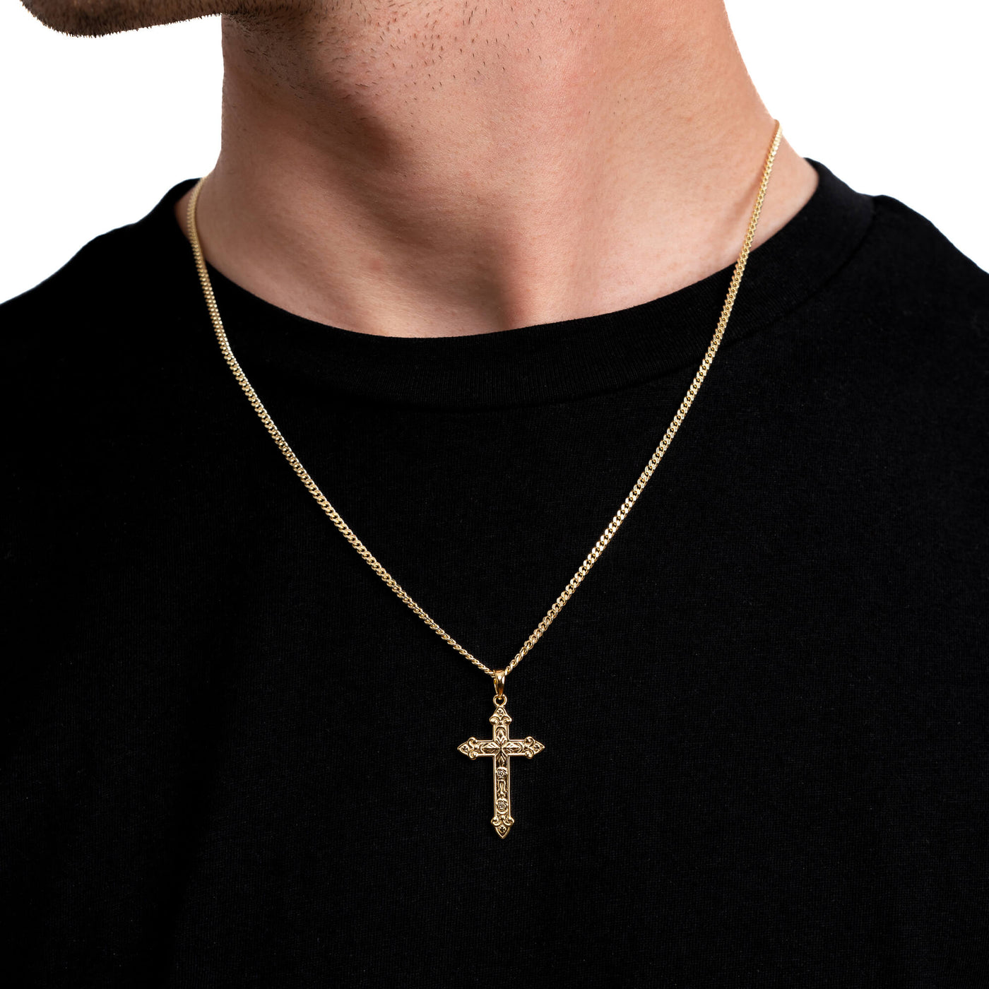 CROSS NECKLACE ORNAMENTS 925 SILVER 18 CARAT GOLD PLATED