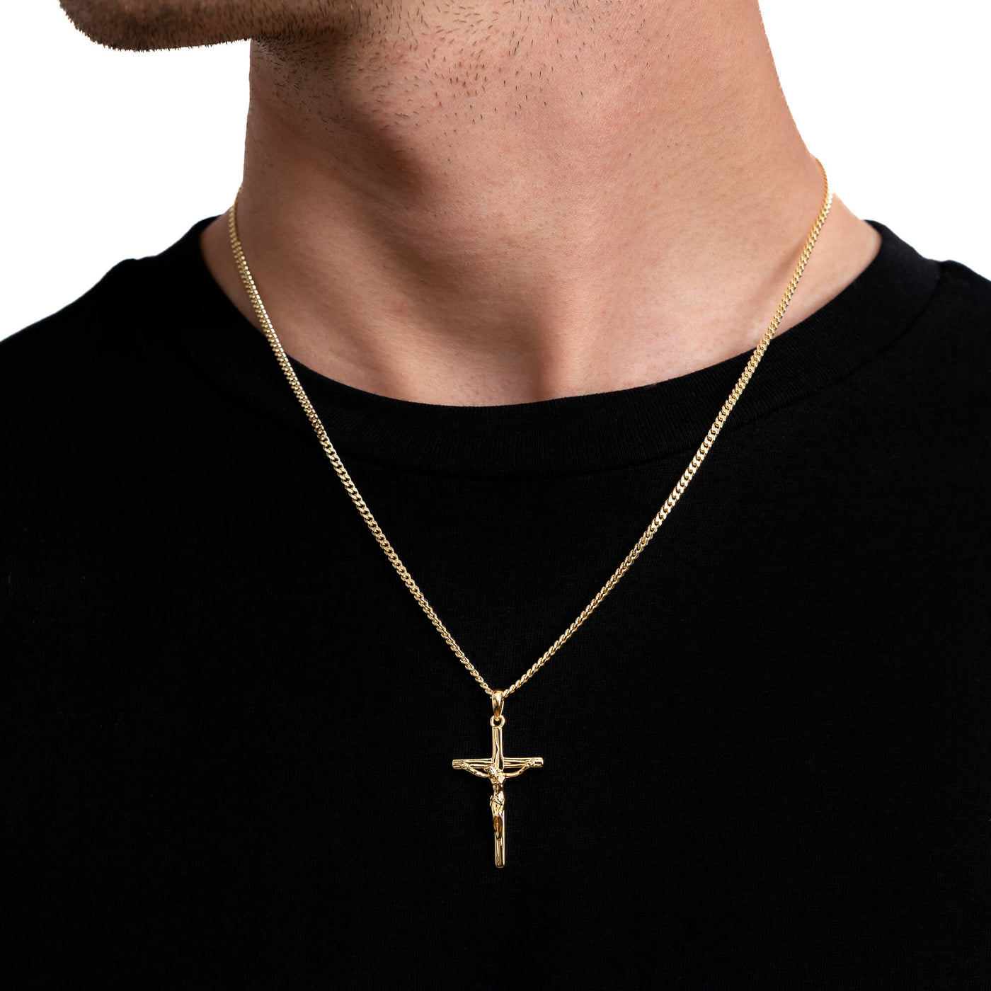 CROSS BODY NECKLACE 925 SILVER 18 CARAT GOLD PLATED