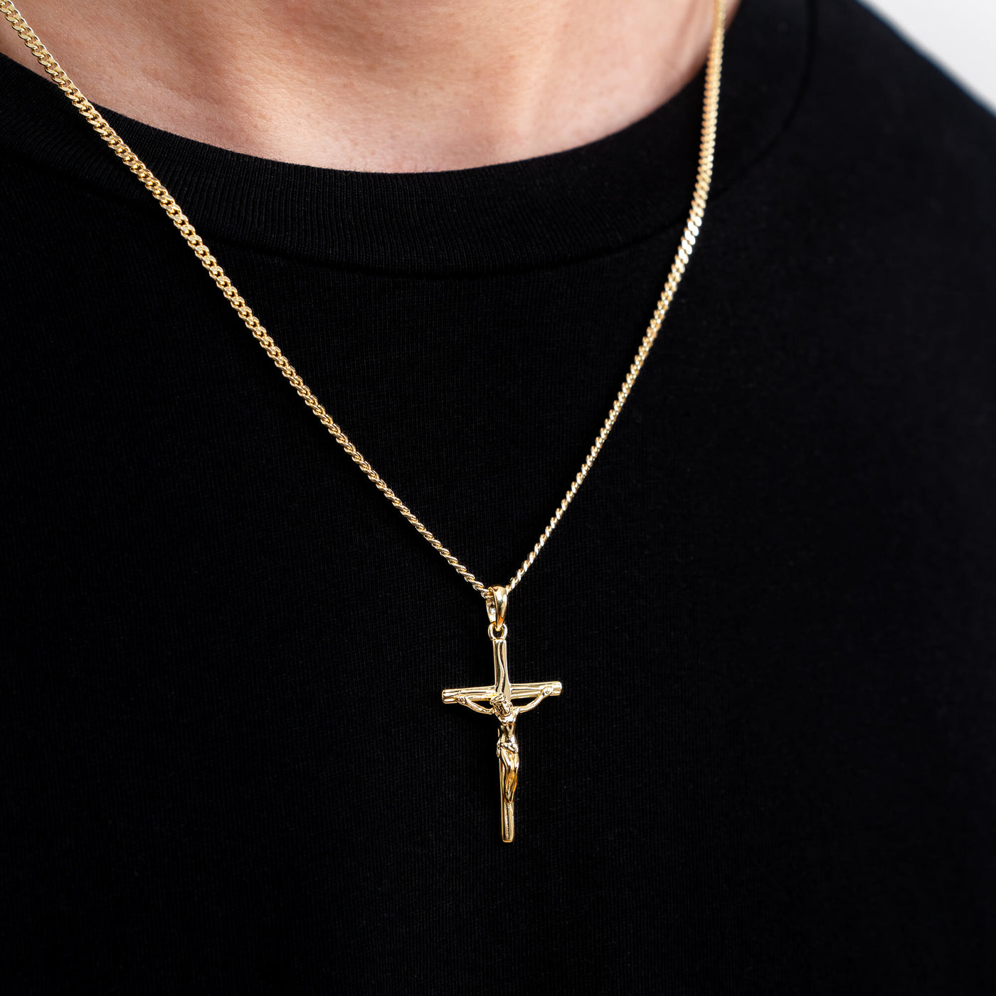 CROSS CRUCIFIX NECKLACE 585 GOLD