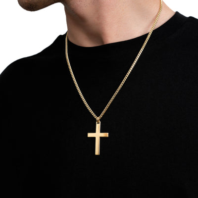 CROSS NECKLACE POLISHED 925 SILVER 18 CARAT GOLD PLATED