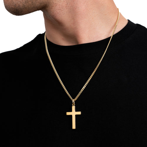 CROSS NECKLACE 925 SILVER 18 CARAT GOLD PLATED