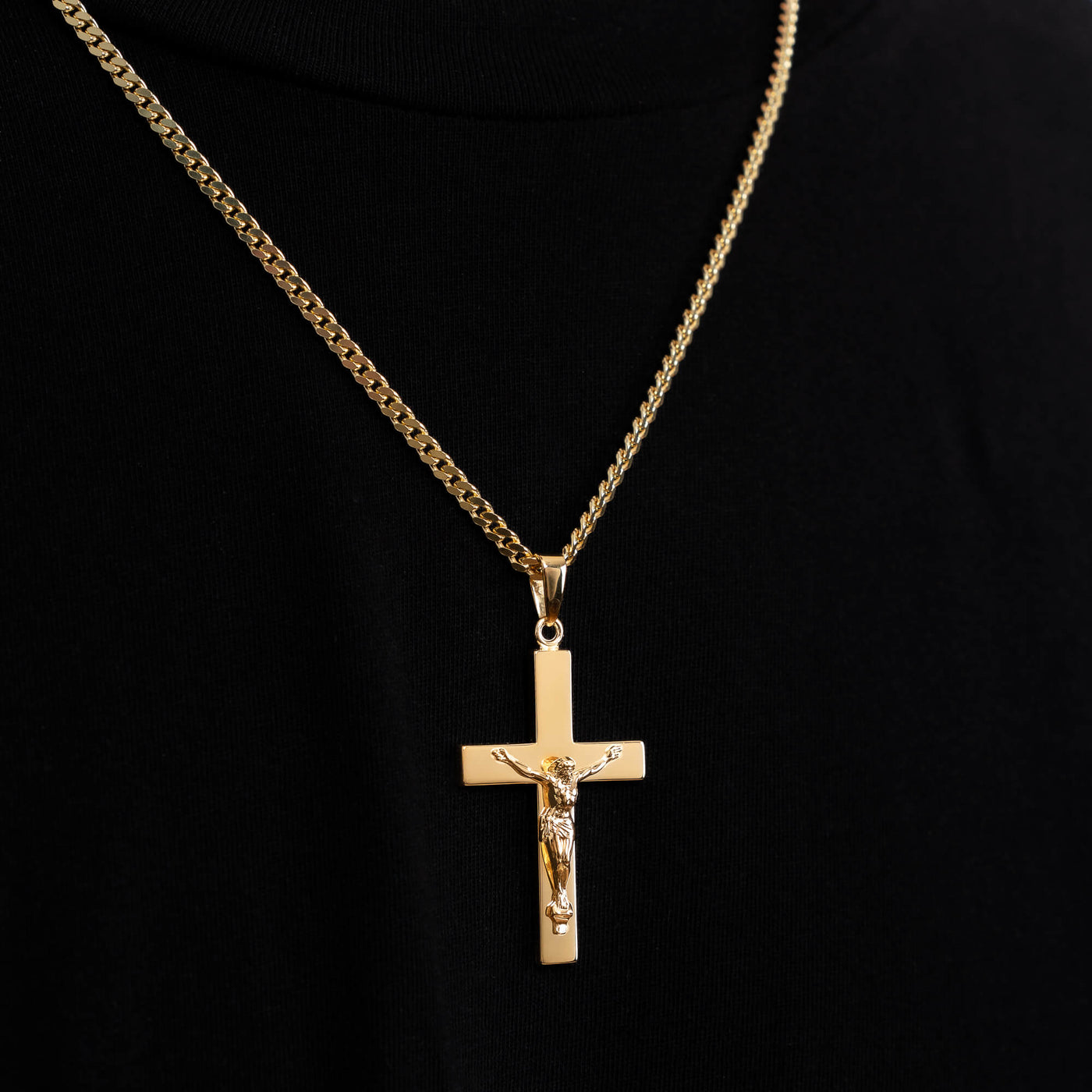 CROSS CRUCIFIX NECKLACE 925 SILVER 18 CARAT GOLD PLATED