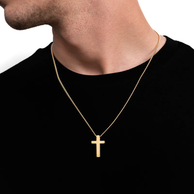 CROSS NECKLACE 925 SILVER 18 CARAT GOLD PLATED