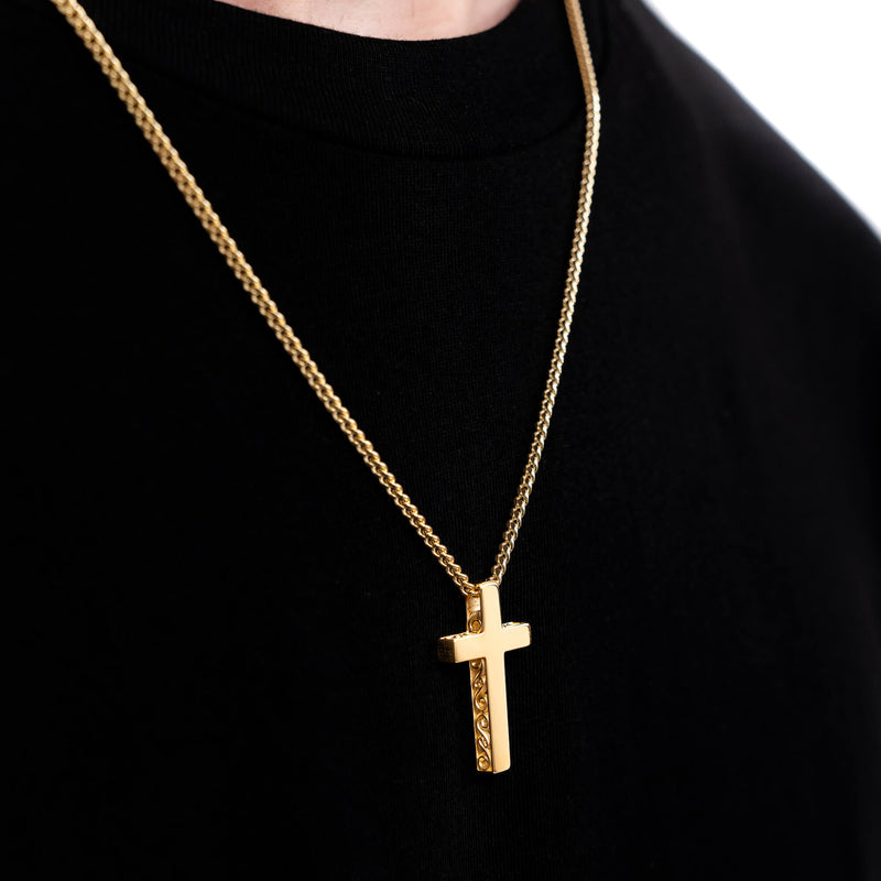 CROSS NECKLACE 925 SILVER 18 CARAT GOLD PLATED