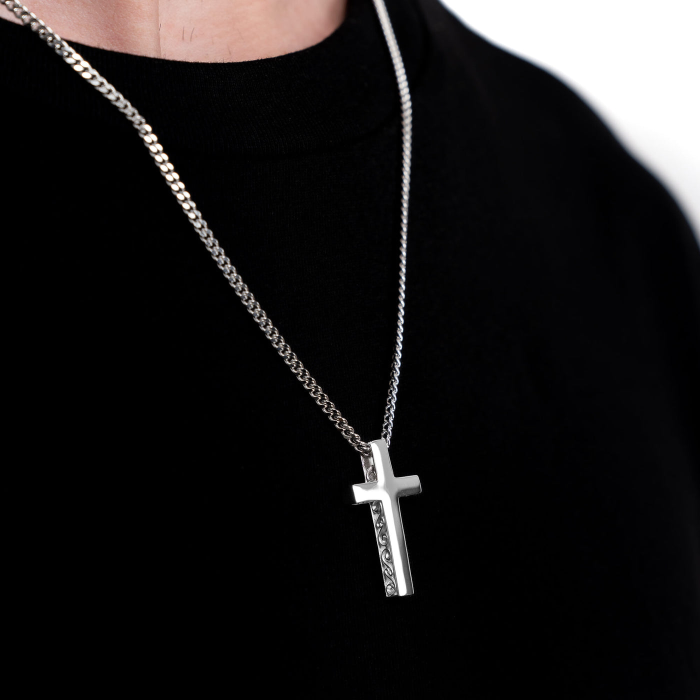 CROSS NECKLACE 925 SILVER RHODIUM PLATED