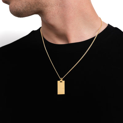 ENGRAVING PLATE RECTANGLE NECKLACE 925 SILVER 18 CARAT GOLD PLATED