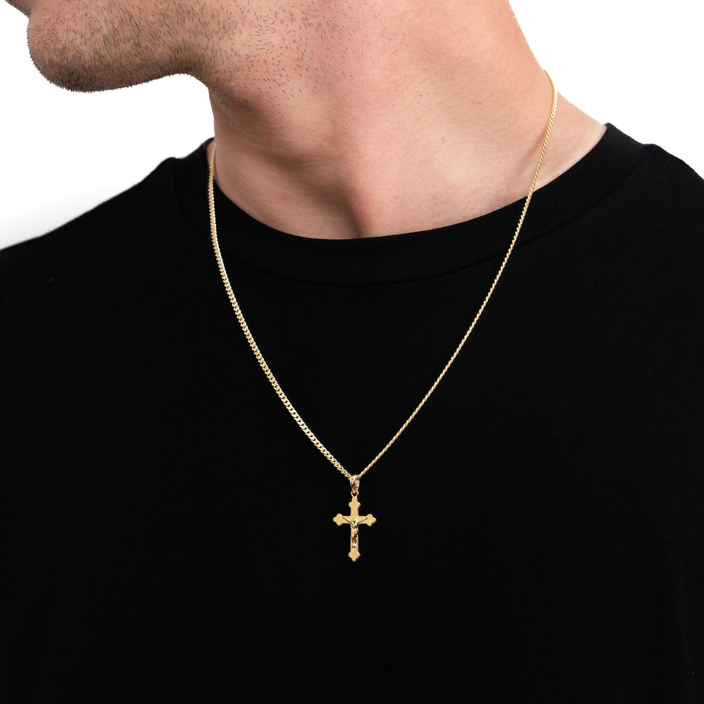 CROSS BODY NECKLACE 925 SILVER 18 CARAT GOLD PLATED