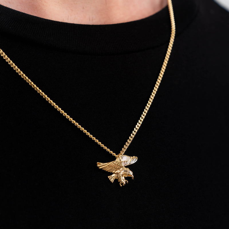 EAGLE NECKLACE 925 SILVER 18 CARAT GOLD PLATED