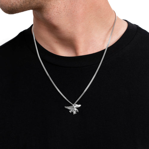EAGLE NECKLACE PENDANT 925 SILVER RHODIUM PLATED