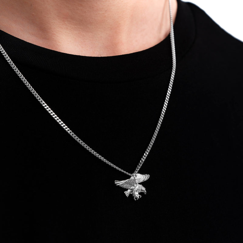 EAGLE NECKLACE PENDANT 925 SILVER RHODIUM PLATED