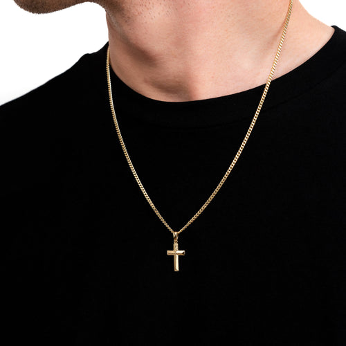 CROSS NECKLACE DIAMOND 925 SILVER 18 KARAT GOLD PLATED