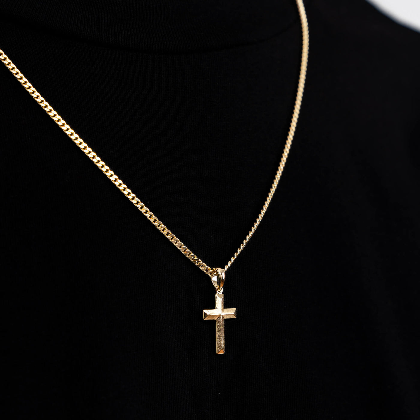 CROSS NECKLACE DIAMOND CUT 925 SILVER 18 CARAT GOLD PLATED