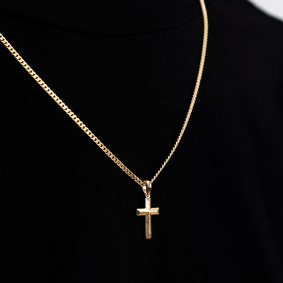 CROSS NECKLACE DIAMOND CUT 925 SILVER 18 CARAT GOLD PLATED