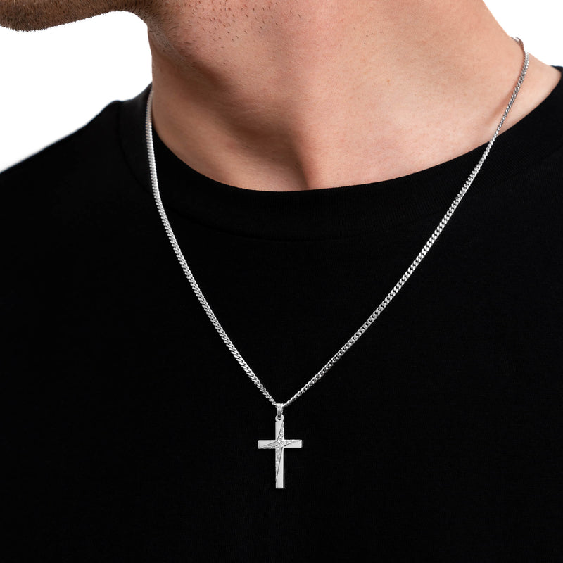 CROSS NECKLACE 925 SILVER RHODIUM PLATED