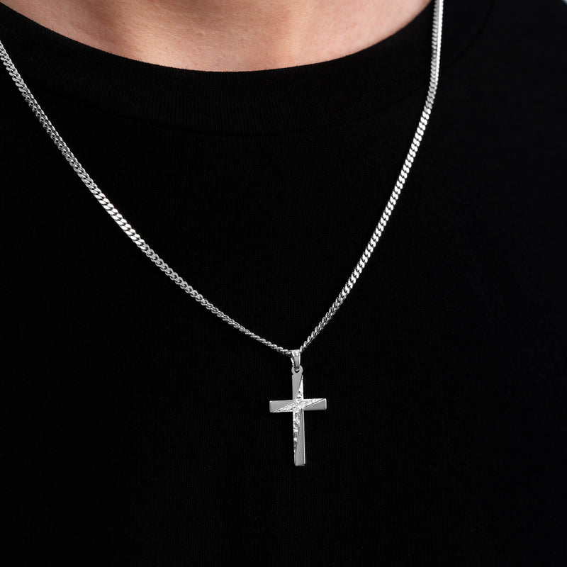 CROSS NECKLACE 925 SILVER RHODIUM PLATED