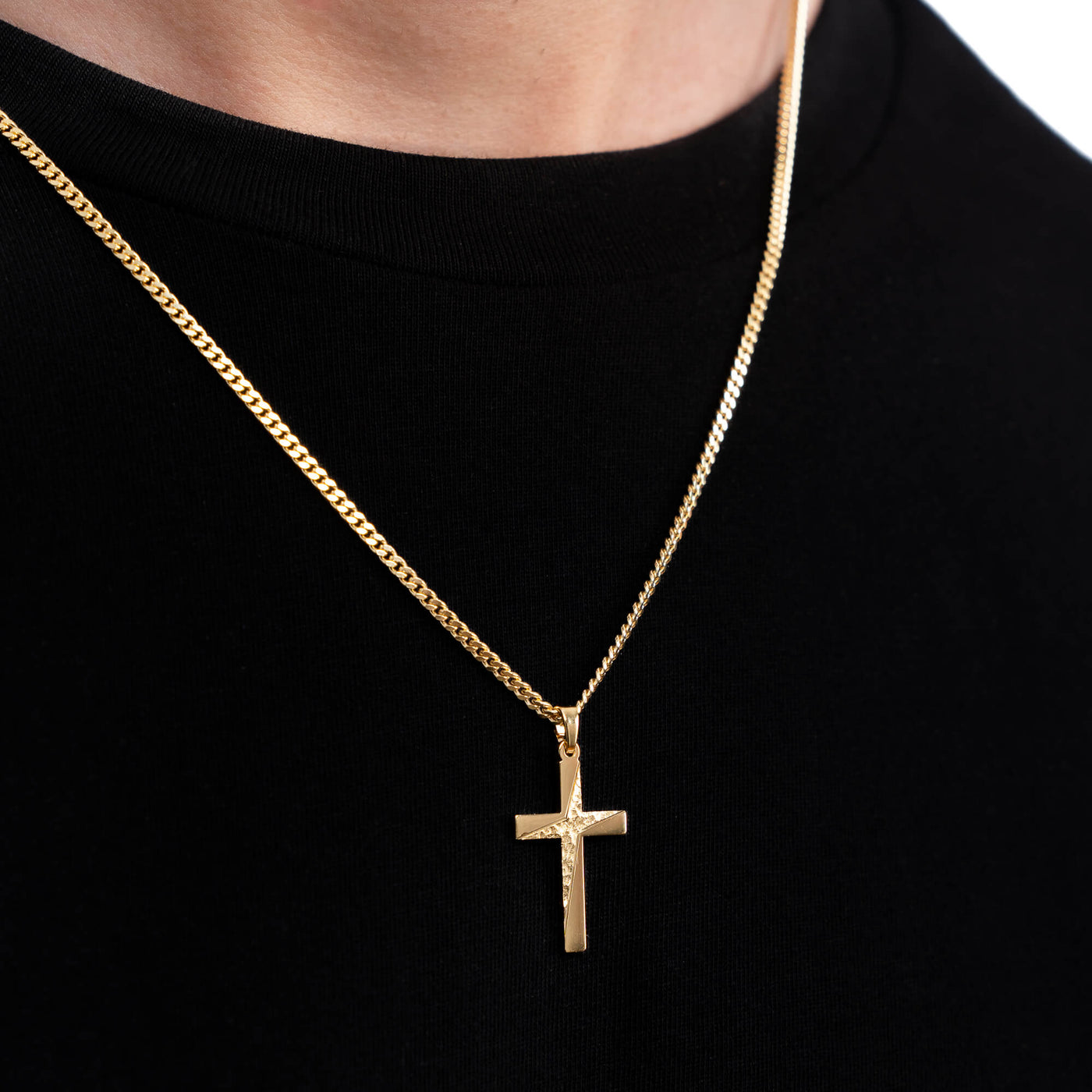 CROSS NECKLACE 925 SILVER 18 CARAT GOLD PLATED