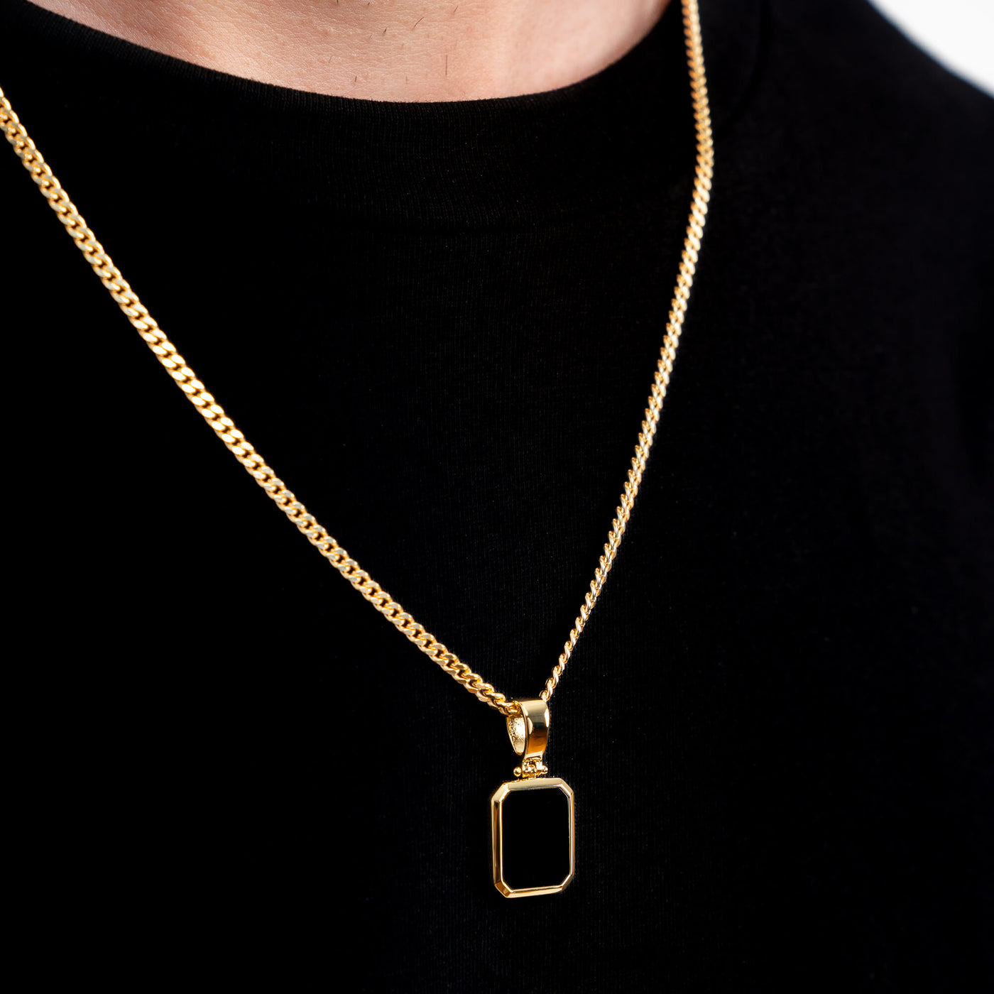 ONYX OCTAGON NECKLACE 585 GOLD