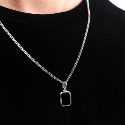 ONYX OCTAGON NECKLACE 925 SILVER RHODIUM-PLATED