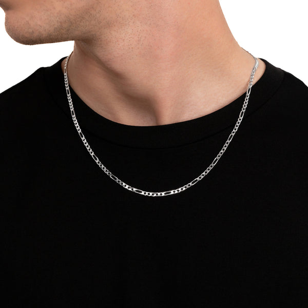 FIGARO NECKLACE 925 SILVER RHODIUM-PLATED 3,40MM - IDENTIM®