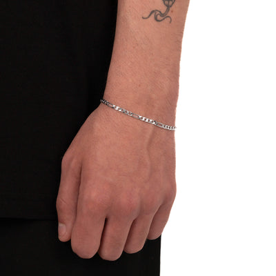 FIGARO CHAIN BRACELET 925 SILVER RHODIUM PLATED 3,40MM