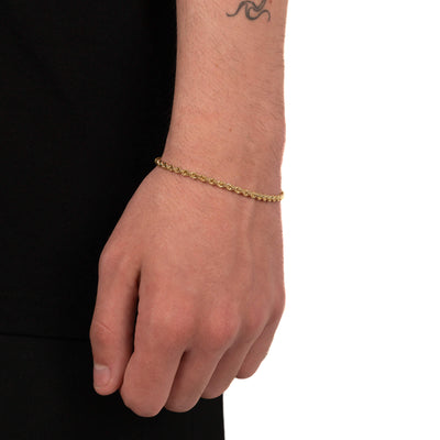 CORD CHAIN BRACELET 3.20MM 925 SILVER 18 CARAT GOLD PLATED