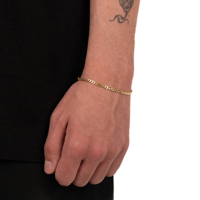 CURB CHAIN BRACELET 3.30MM 925 SILVER 18 CARAT GOLD PLATED