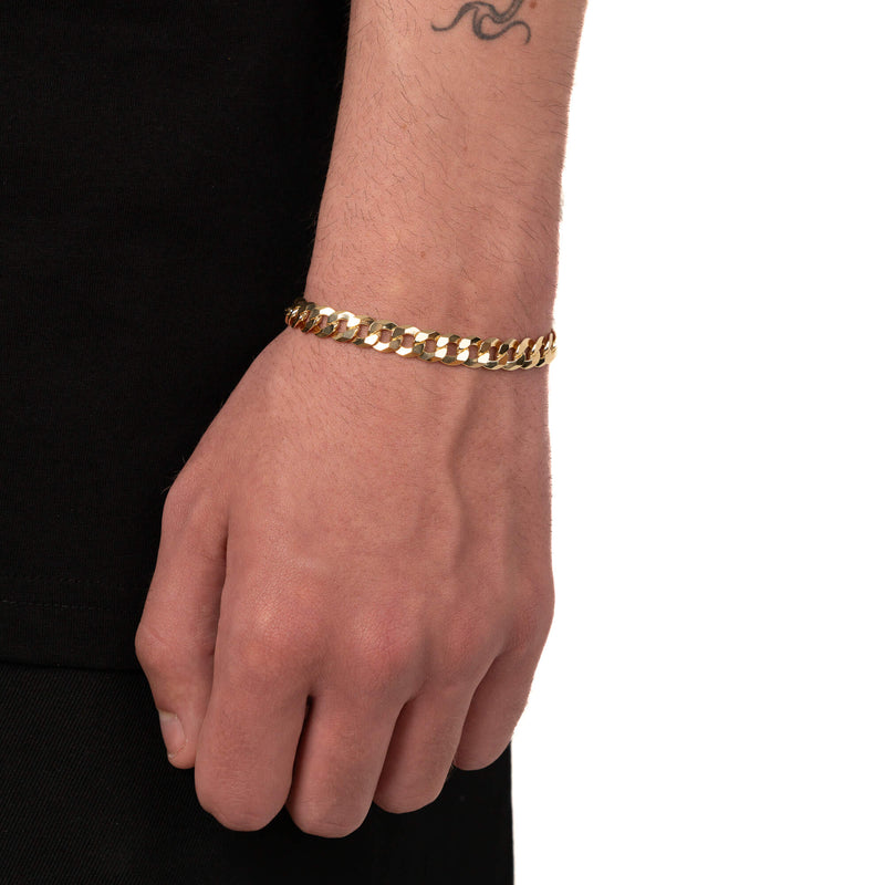 CURB CHAIN BRACELET 7.80MM 925 SILVER 18 CARAT GOLD PLATED