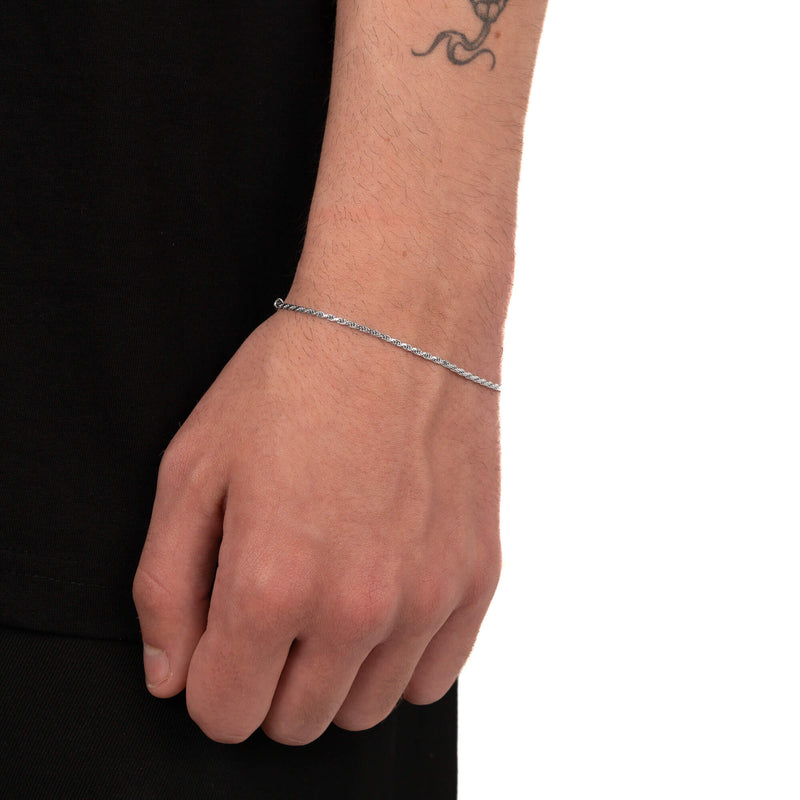 CORD CHAIN BRACELET 925 SILVER RHODIUM PLATED 2,00MM